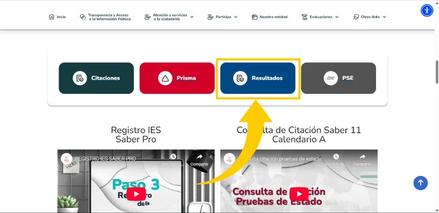 Botón para acceder a resultados